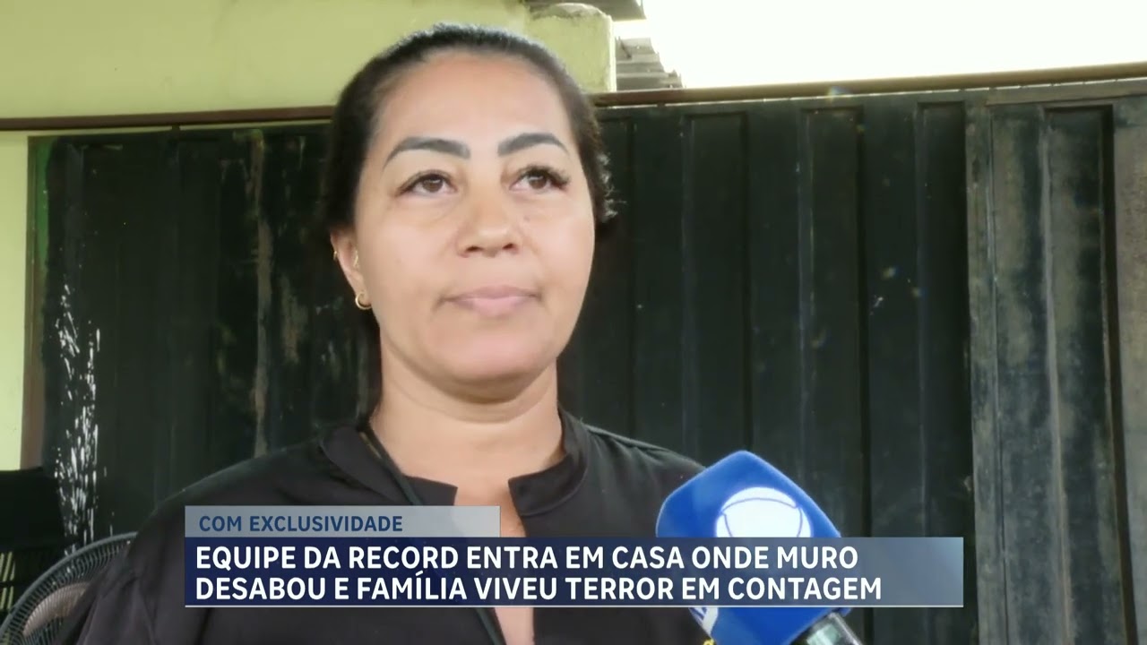 Muro desaba após enxurrada e causa danos a casa de comerciante em Contagem (MG)