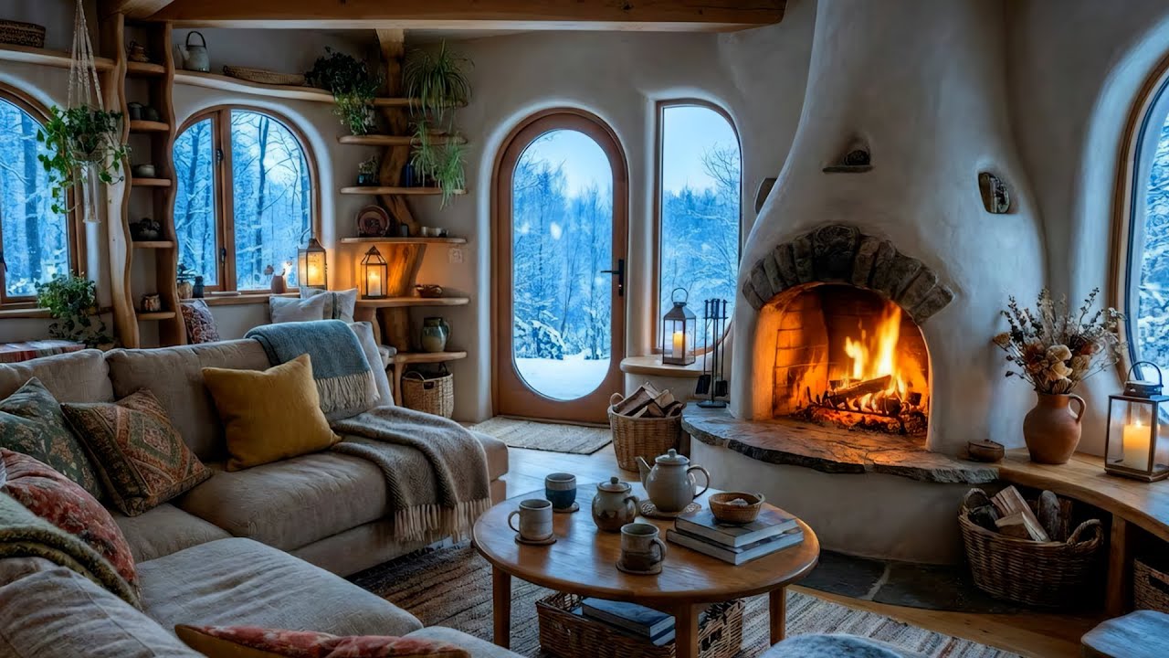 🎹🕯️10 Hours Soothing Piano with Flowers & Candles | Warm White Lounge & Snow | Relax Focus Study
