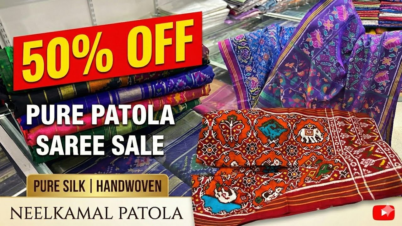 Flat 50% OFF (Aadhe Daam) mein Pure Silk Patola Sarees.