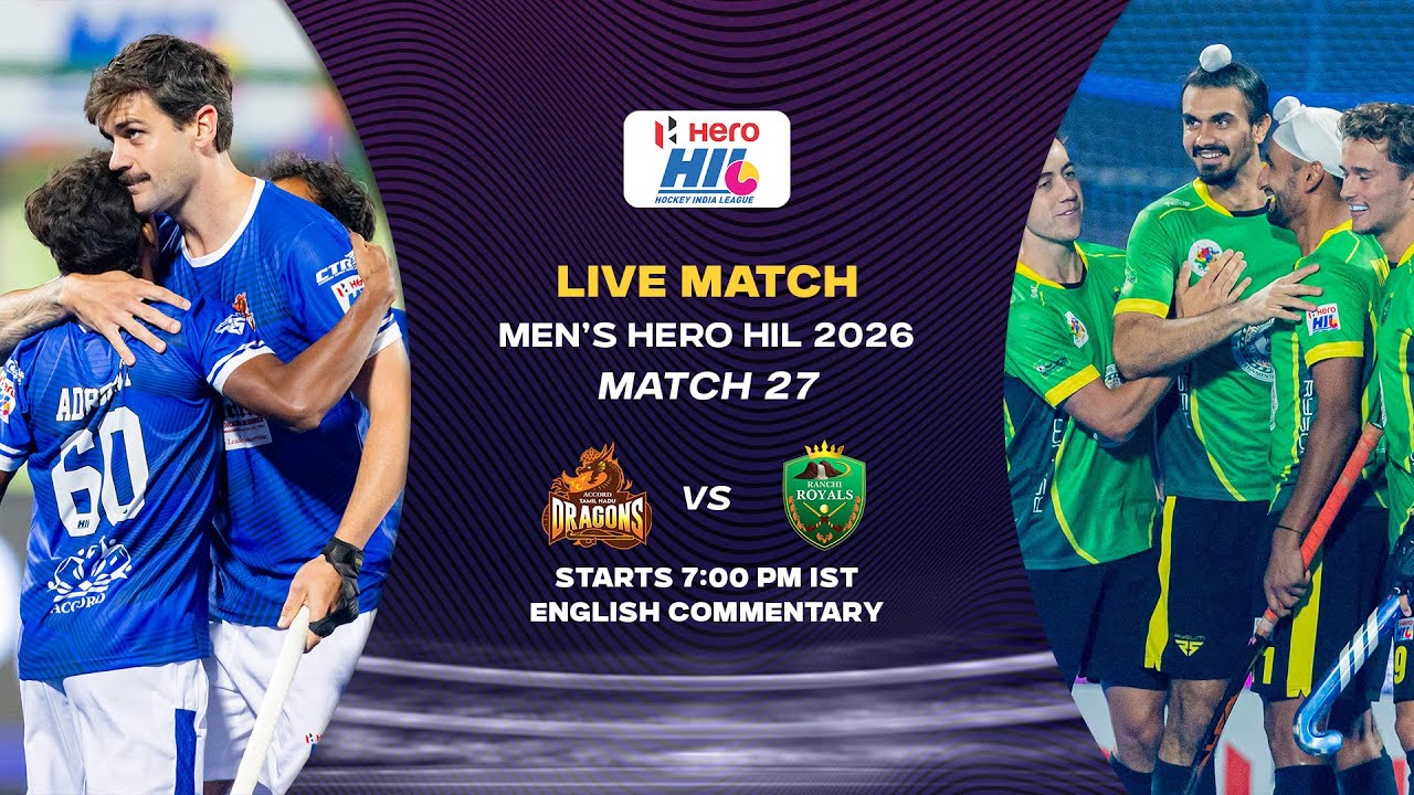 ENGLISH COMMENTARY || Men's Hero Hockey India League 2026 || Match 27 || DRAGONS VS ROYALS