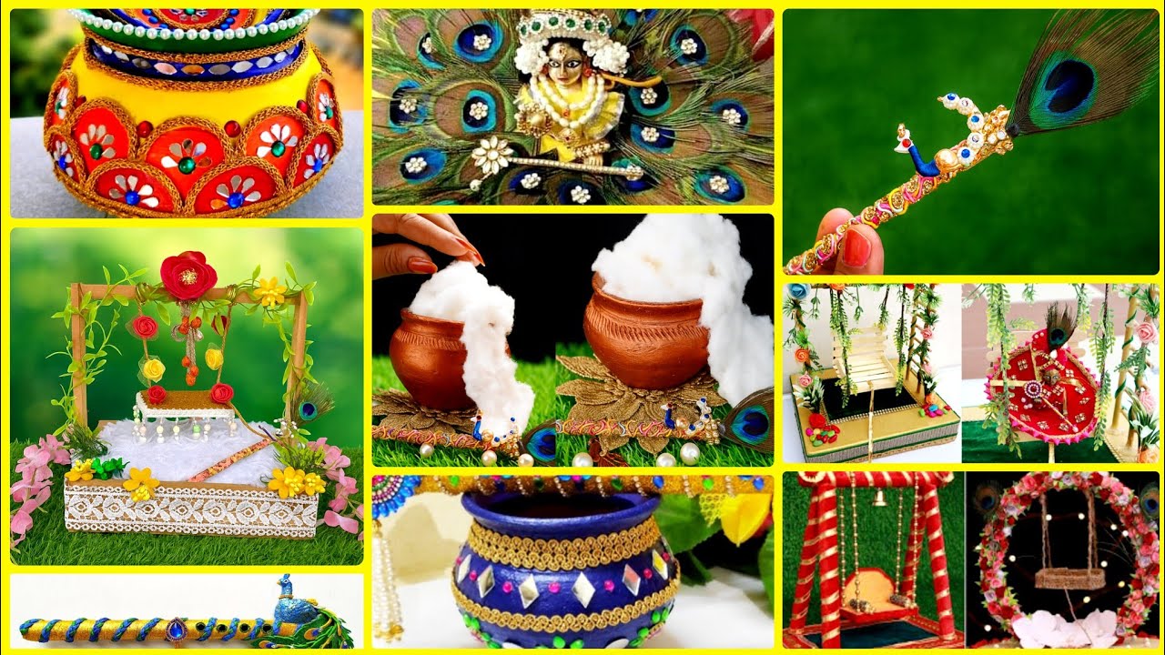 Janmashtami Craft 2025/matki decoration/flute Making /Krishna Ji ki Murli/ Janmashtami jhula /Radha