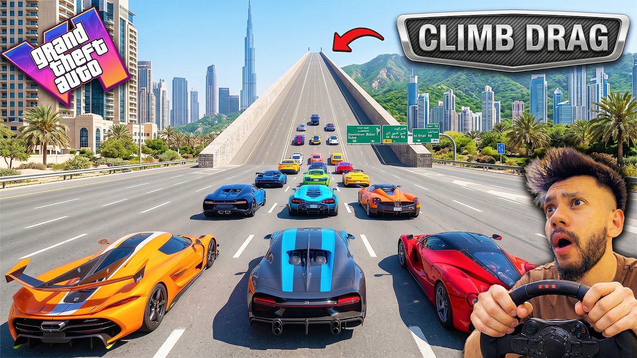 GTA 5 SUPER CARS🚀 VS ROAD CLIMBING DRAG RACE + SPEED TEST CHALLENGE |ABHISHEKKZ GAMING