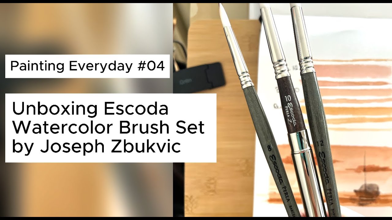 Unboxing and Testing Escoda Perla Watercolor Brushes Set by Joseph Zbukvic | Wet On Dry Technique