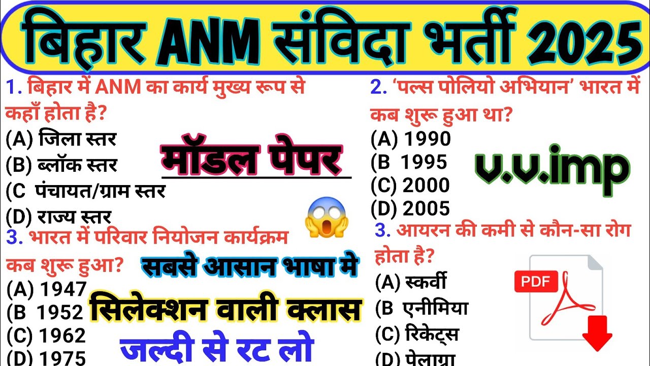 😱Bihar ANM Vacancy 2025/Bihar ANM Preparation Strategy 2025/Bihar ANM Most Important Questions 2025🔥