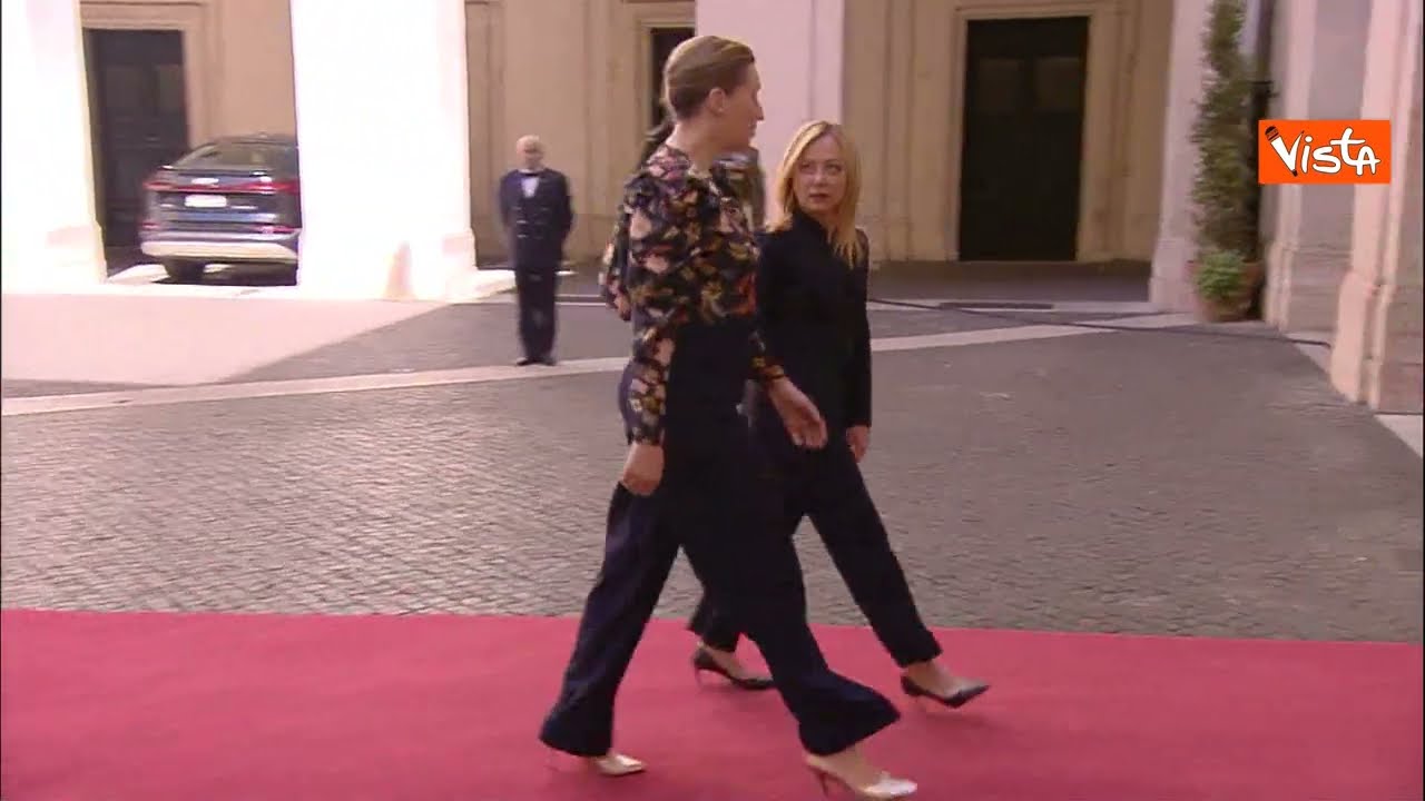 Giorgia Meloni riceve la premier danese a Palazzo Chigi