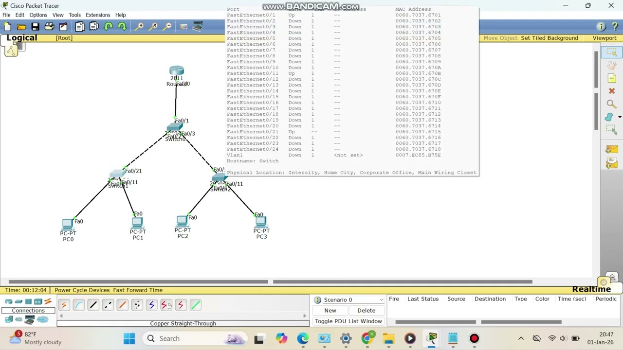 KONFIGURASI INTER VLAN MENGGUNAKAN CISCO PACKET TRACER