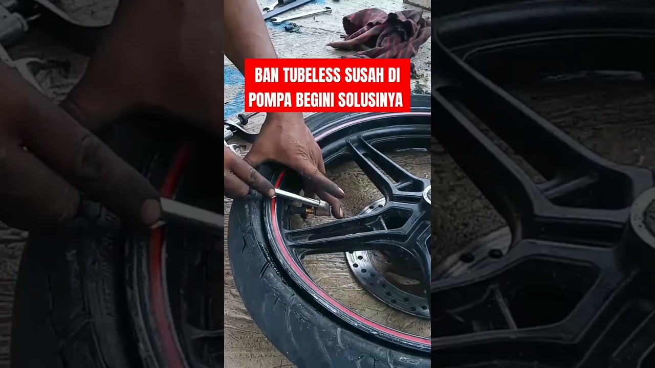 Begini cara mengisi angin pada ban tubeless yang susah di isi angin#angalaibengkel #shortvideo