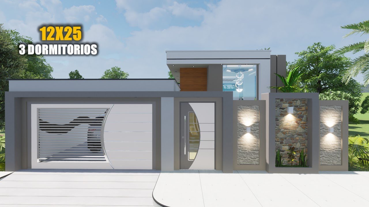 CASA DE UN PISO 12X25 + PISCINA - 3 DORMITORIOS (JMC ARQ 2021)
