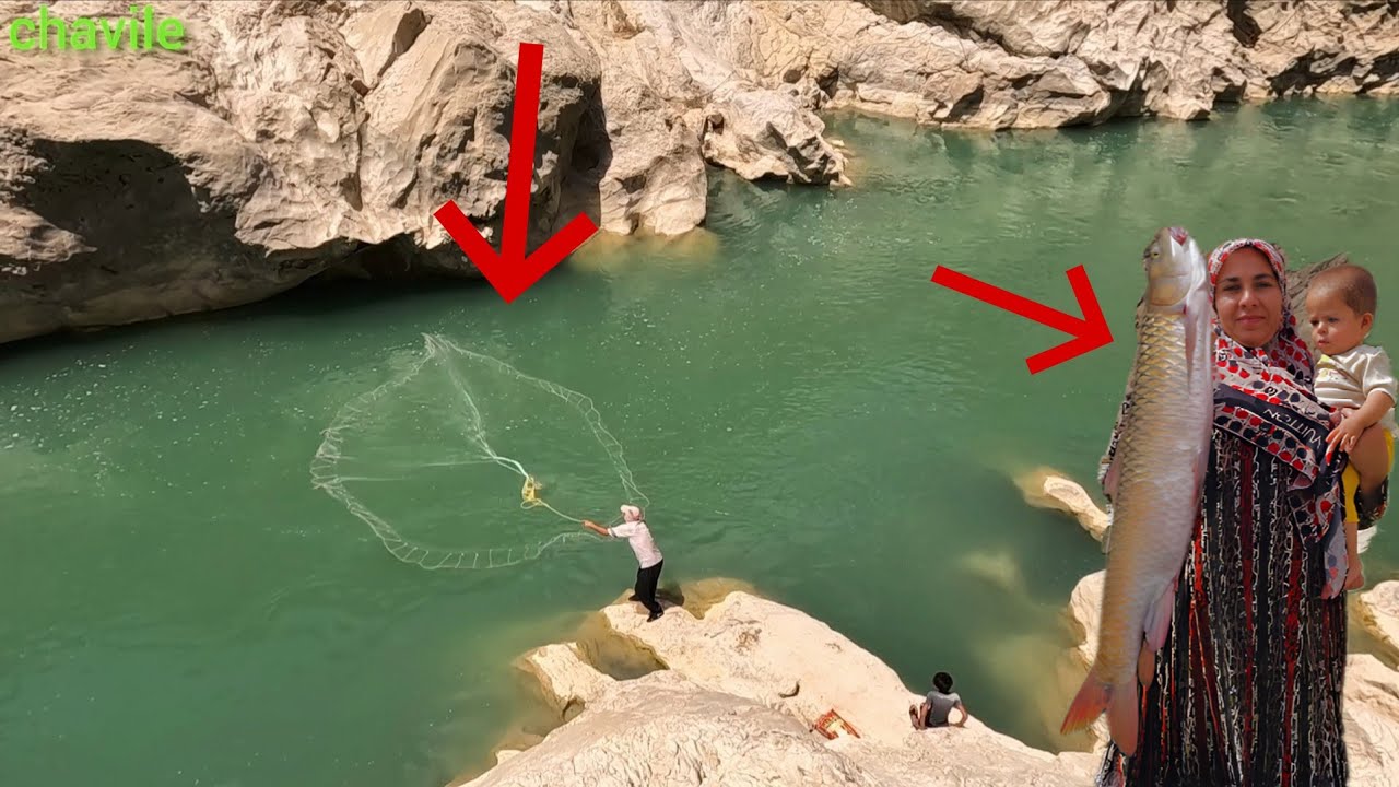 Семья кочевников ловит рыбу в горной реке🎣🌊 | Кочевая жизнь в Иране