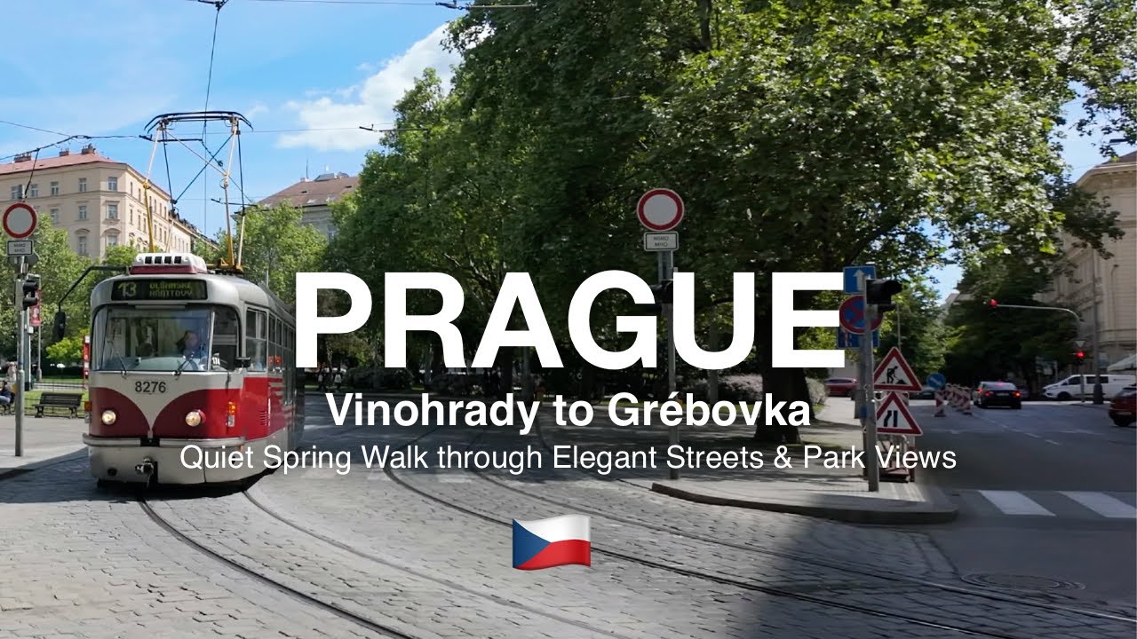 Spring Walk Through Vinohrady to Havl&iacute;čkovy Sady 🇨🇿 | Quiet Streets & Gr&eacute;bovka Park | Prague 4K HDR