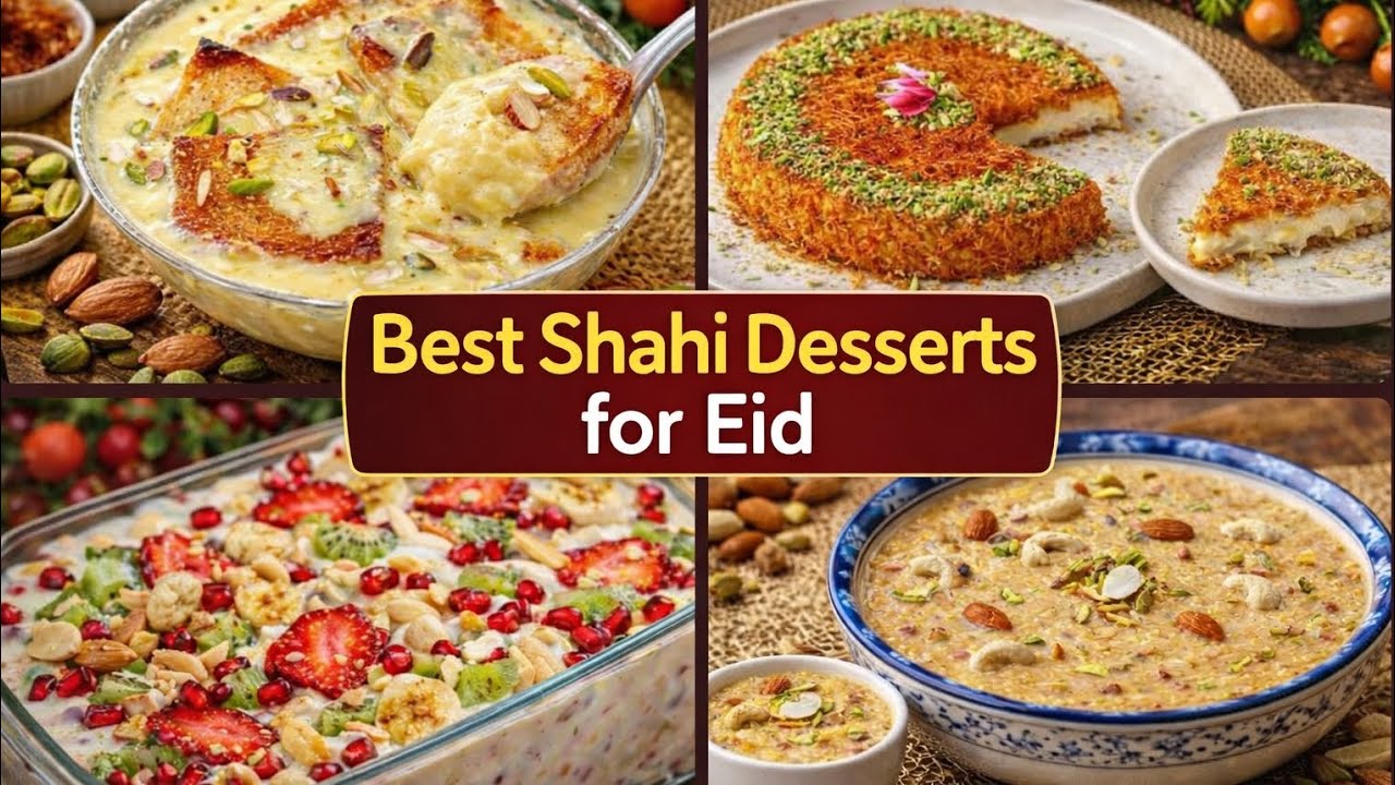 4 Best Shahi Desserts for Eid|Easy Eid Special Sweet Recipes|Sheer Khurma,Creamy Bread Pudding,Kunaf