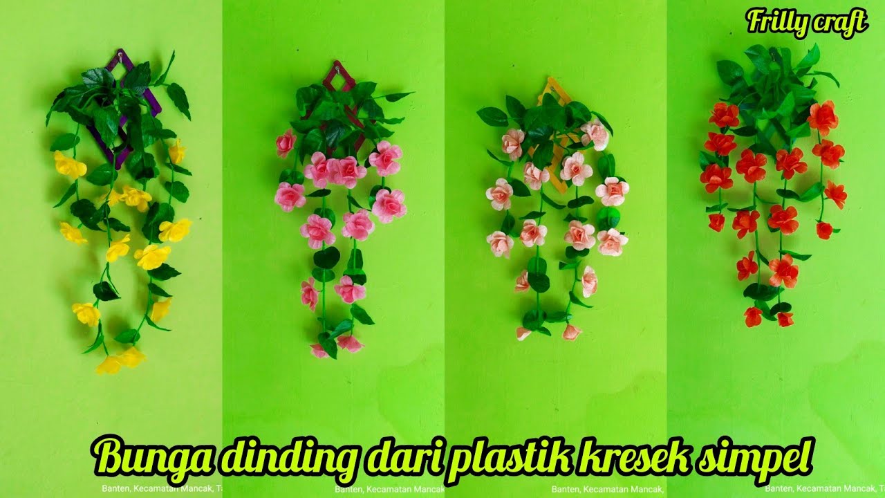 DIY Tutorial Cara membuat Bunga simpel hiasan dinding Plastik kresek | Wall hanging crackle plastik