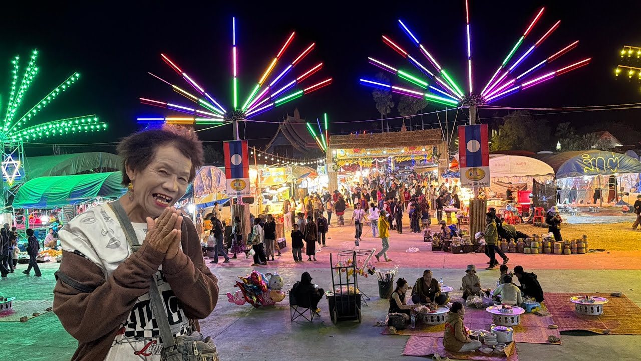 บรรยากาศตอนกลางคืน งานบุญพระธาตุโผ่น 2/2/2569