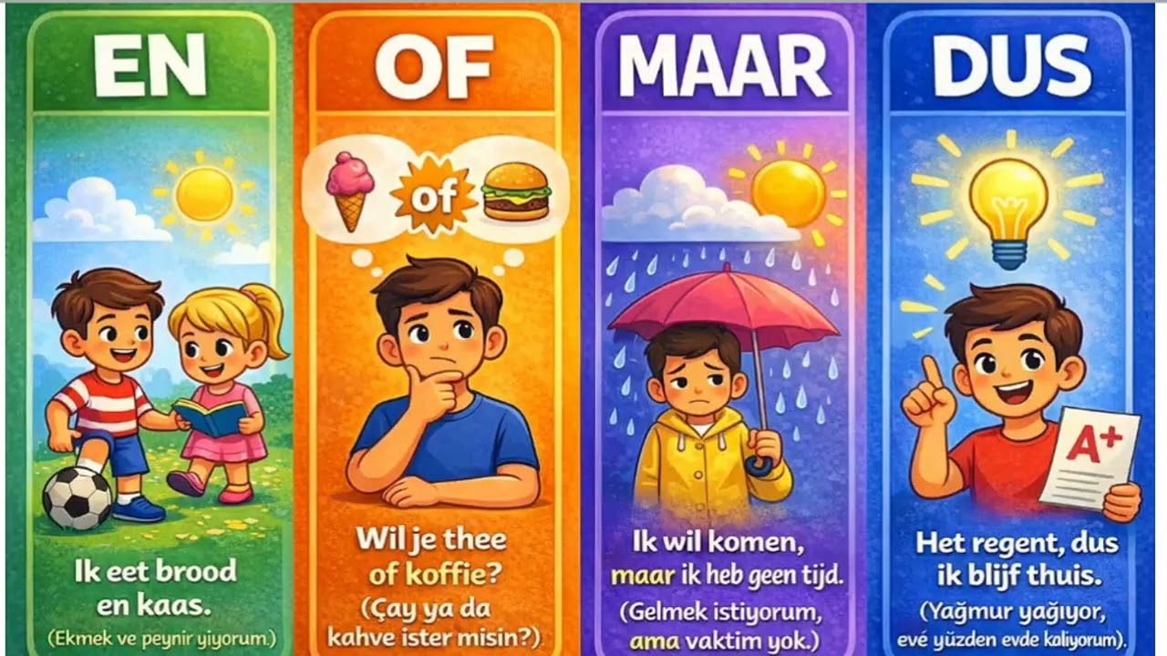 Hollandaca &Ouml;ğreniyorum Ders 16: flemenk&ccedil;e edatlar ve bağla&ccedil;lar 