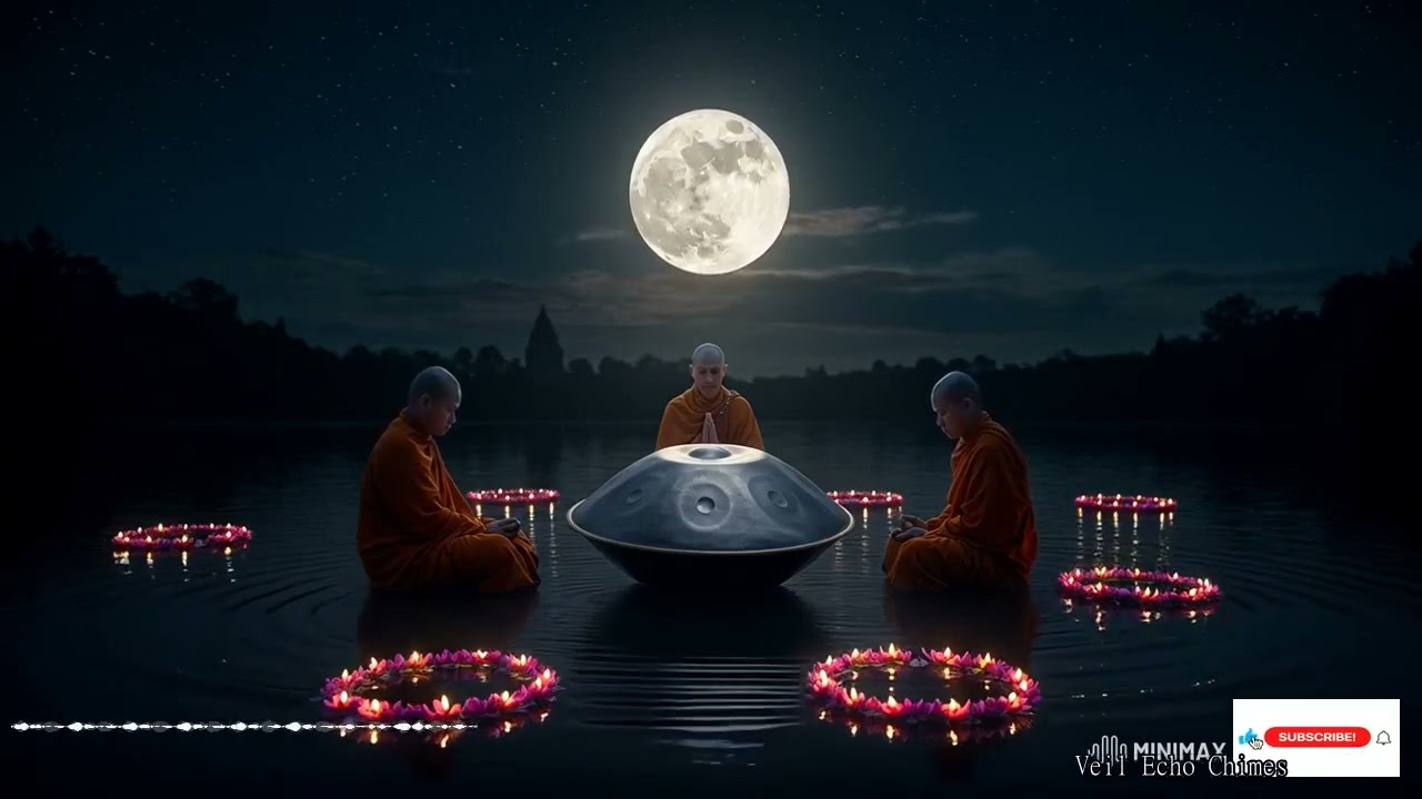 Floating Temple Handpan Echoes With Healing Frequency For Deep Night Meditation And Restful Sleep