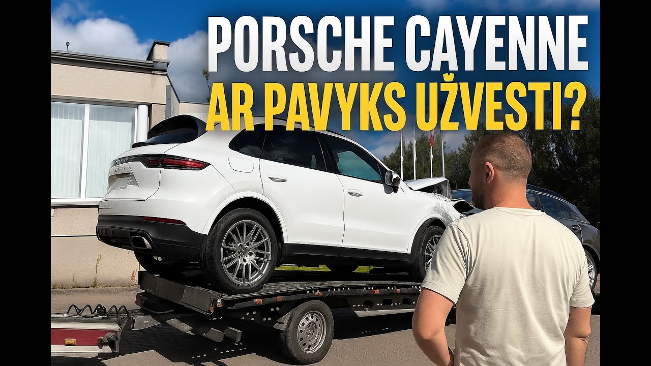 Porsche Cayane iš Amerikos sudaužytas karteris ar pavyks užvesti