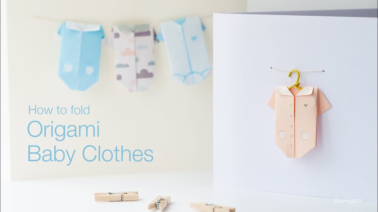 How to fold Origami Baby Clothes for making new baby boy or girl card (Kimigami)