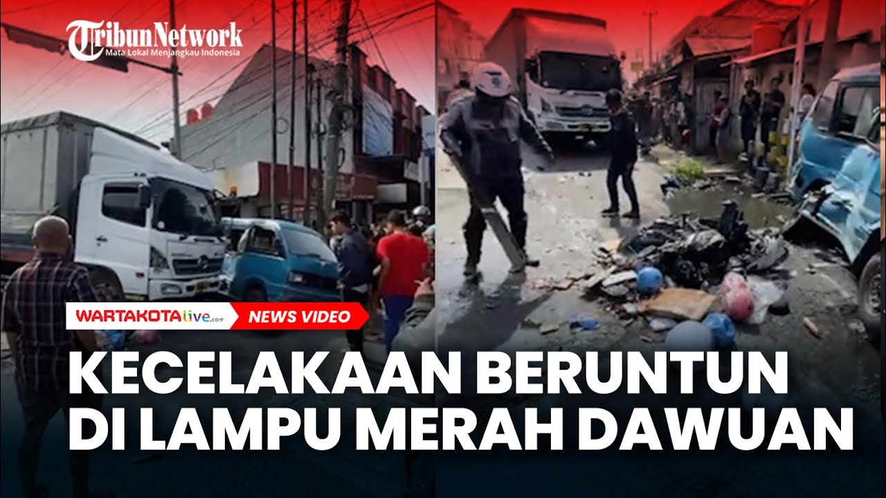 Belasan Kendaraan Kecelakaan Beruntun di Lampu Merah Dawuan Cikampek