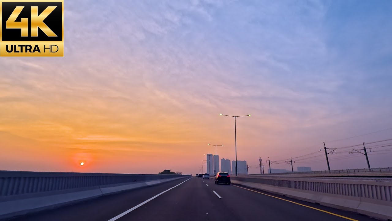 4K - UHD Driving Jakarta Bandung via tol Jakarta CIkampek - tol Padaleunyi (Sunrise driving)