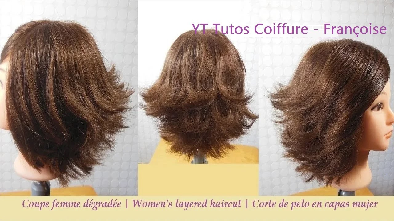 Coupe cheveux dégradée Femme | Layered Bob haircut | Corte de pelo en capas mujer