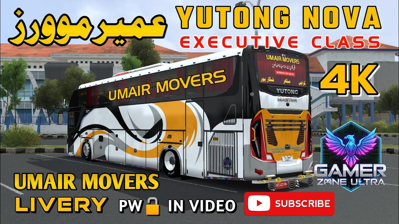 UMAIR MOVERS NEW LIVERY YUTONG NOVA BUS | PAKISTANI BUS SKIN GAME BUSSID 
