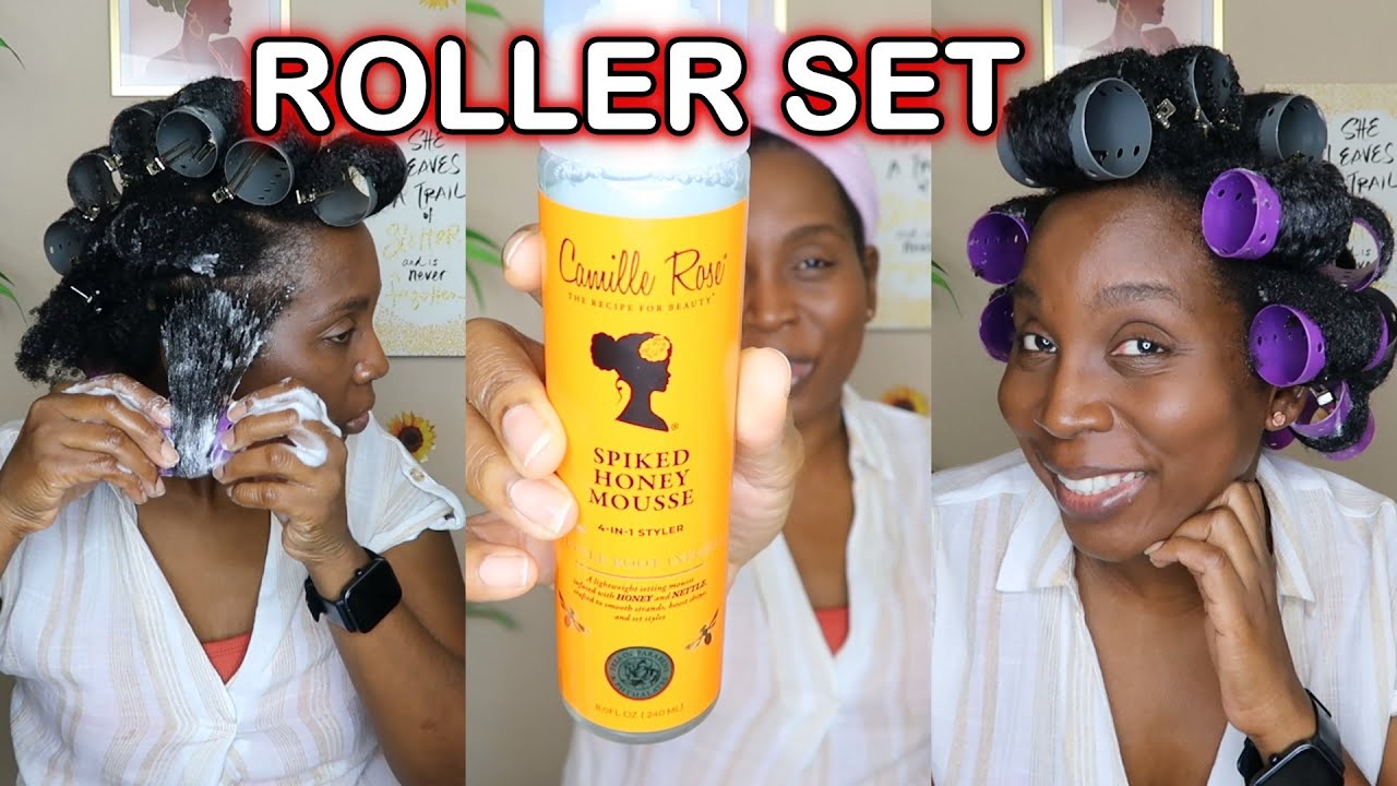Roller Set on Type 4 Natural Hair using Camille Rose Spiked Honey Mousse