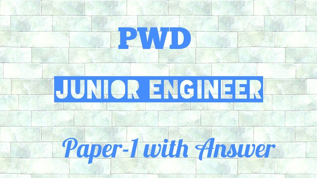 PWD Junior Engineer Paper-I with Answer