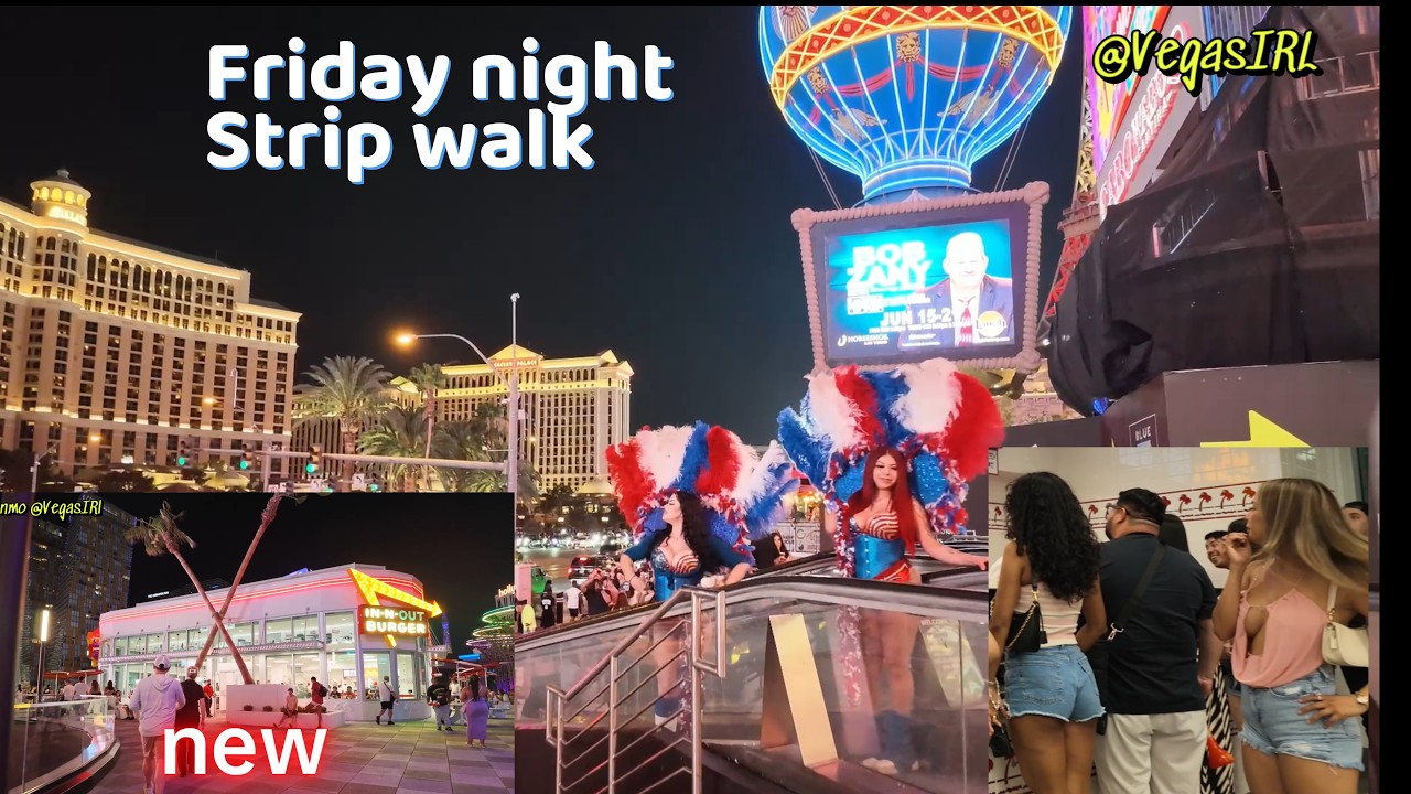 Las Vegas Strip walk including the Blvd and IN n Out largest location