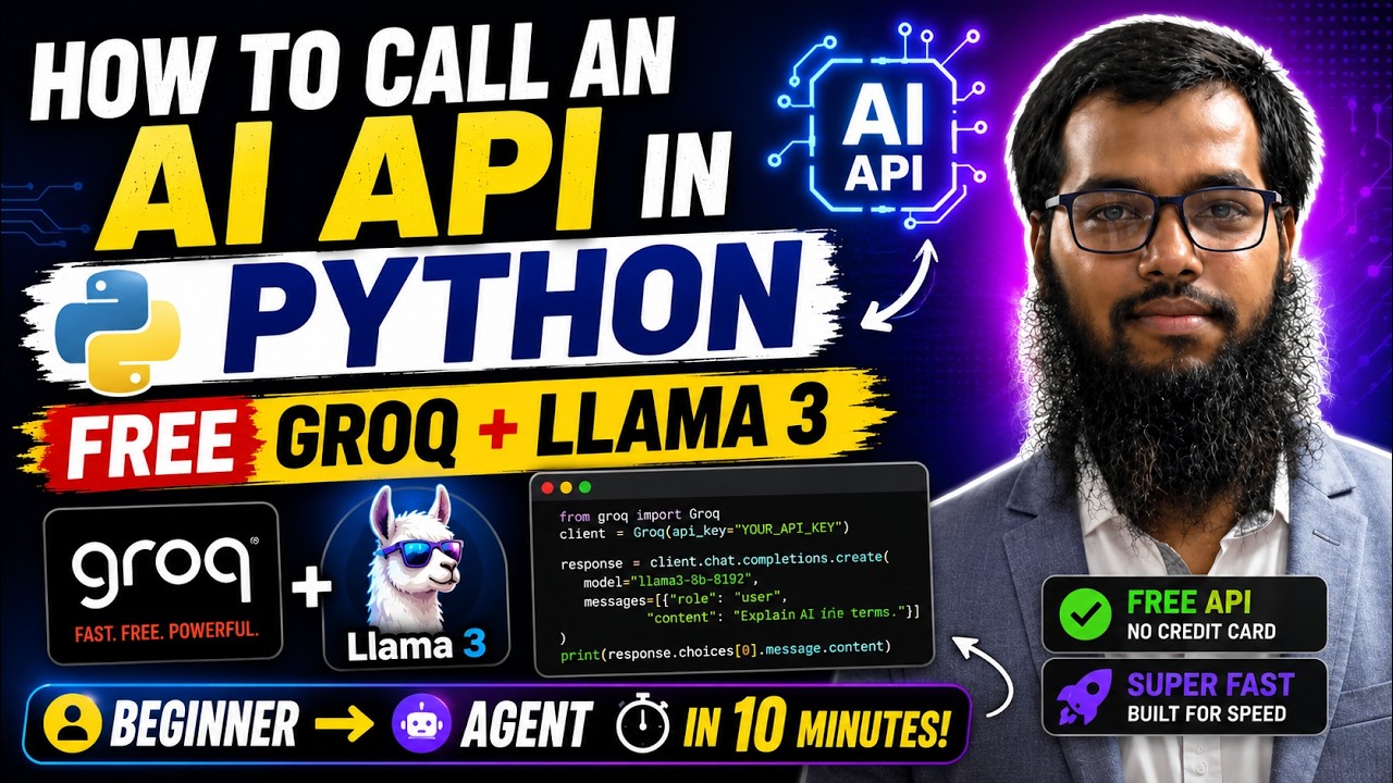 How to Call an AI API in Python &mdash; Free Groq + Llama 3 (Beginner to Agent in 10 Min)