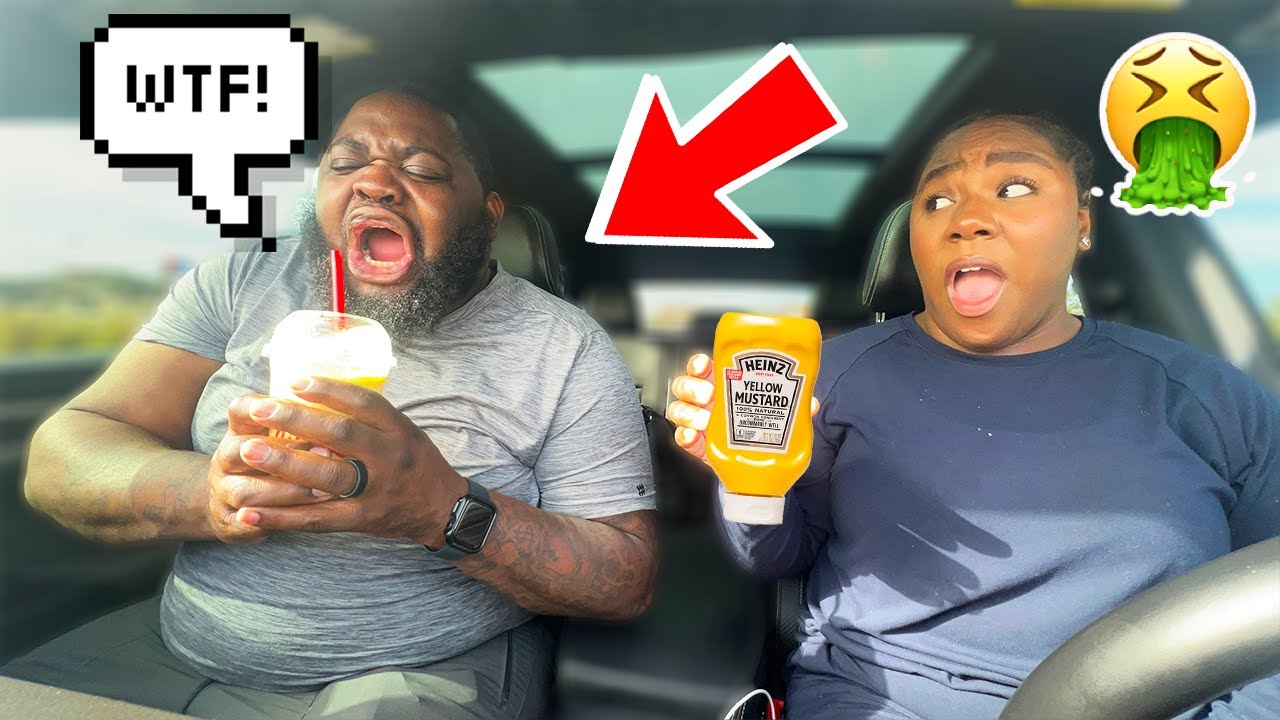 Replacing My HUSBAND'S FROSTED LEMONADE With MUSTARD To See HIS Reaction..