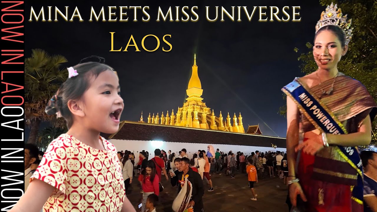 Mina meets Miss Universe Laos at That Luang Festival