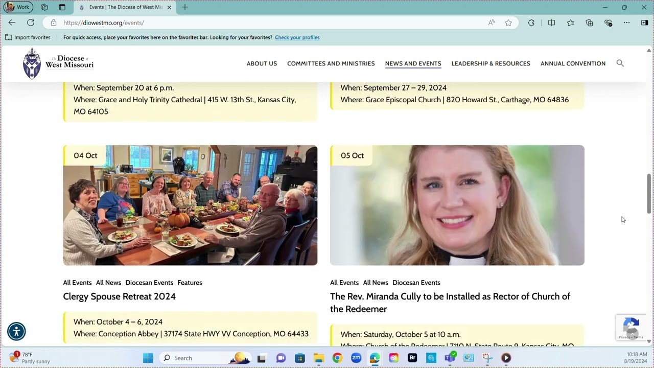 News and Events: Navigating the New Diocese of West Missouri Website