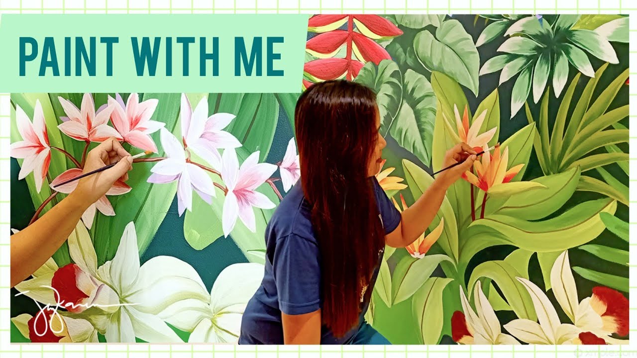 🌿Paint with Me 🍃| Tropical Themed Mural | Joykaren D. | Philippines
