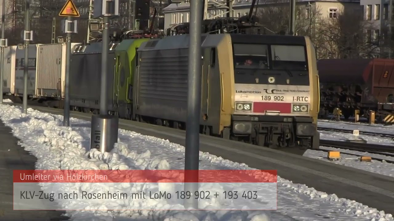 Ideenzug S&uuml;dostbayernbahn, LoMo 189 902 + ATLU 193 403, boxXpress 193 854 M&uuml;nchen-Ost 14.01.2024