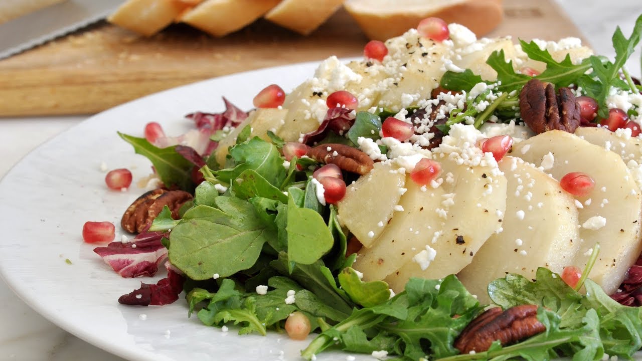 Radicchio and Arugula Salad with Honey-Roasted Pears and Toasted Pecans