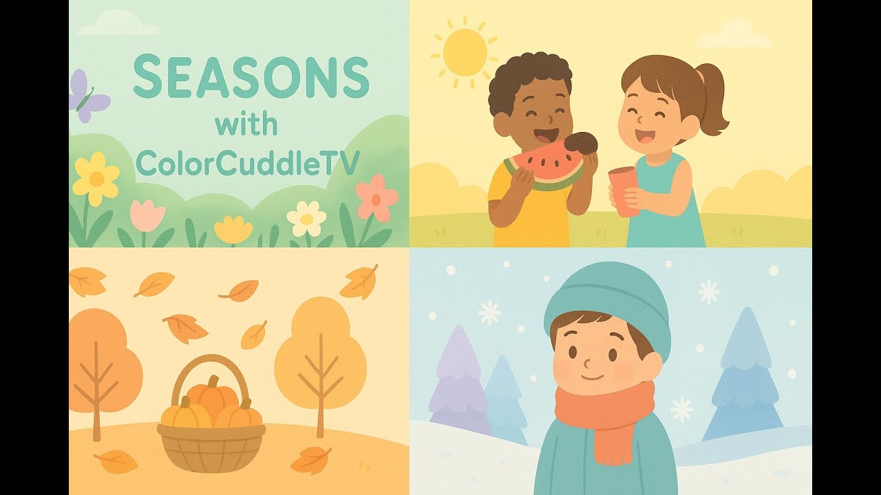 Relax and Learn About the Seasons | Gentle Fire Sound for Sleep | ColorCuddleTV
