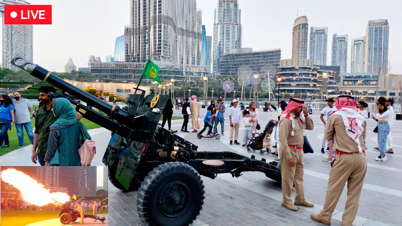 🔴 LIVE : Dubai Iftar at Burj Khalifa |4K| Ramadan Live Cannon Firing Dubai 2022 🇦🇪