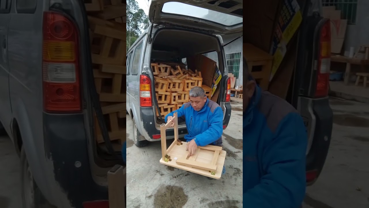 Folding wooden table made of solid wood. Handmade, sturdy and durable. Ingenious craftsmanship.