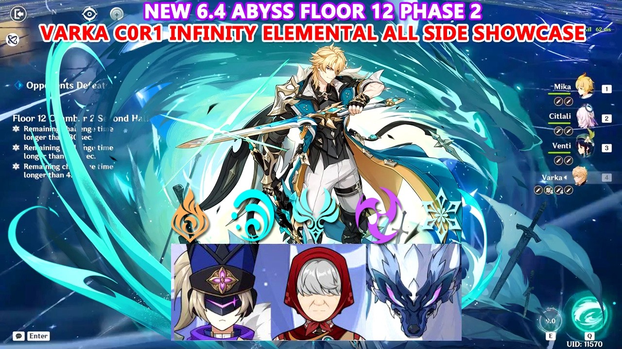 New 6.4 Abyss Floor 12 Phase 2 : Varka C0R1 Infinity Elemental All Side Showcase