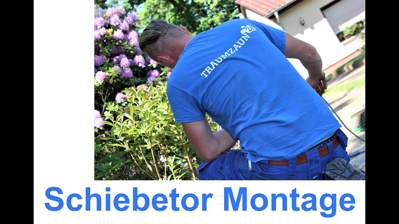Schiebetor Montage mit Frischbeton -  TRAUMZAUN24