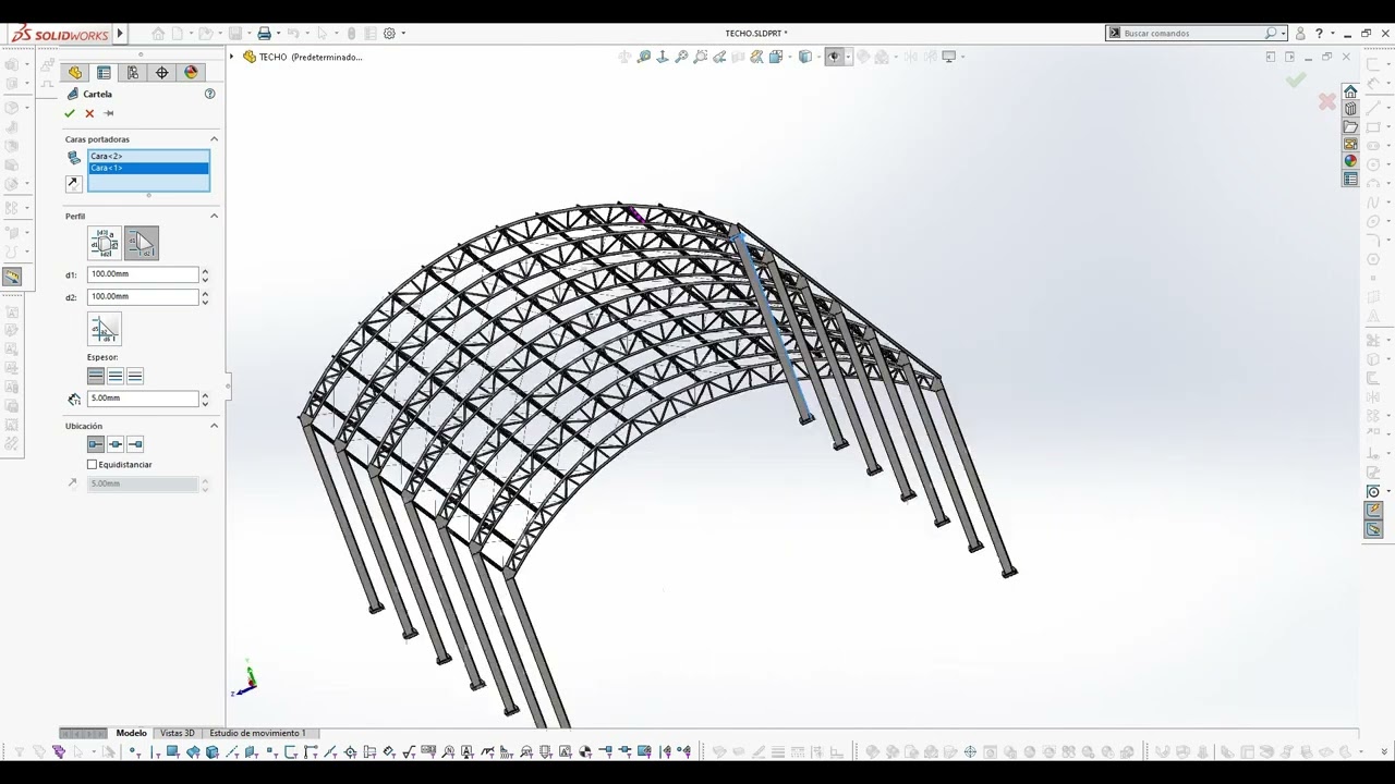 DISEÑO DE POLIDEPORTIVO EN  SOLIDWORKS EN UNA SOLA PIEZA 2
