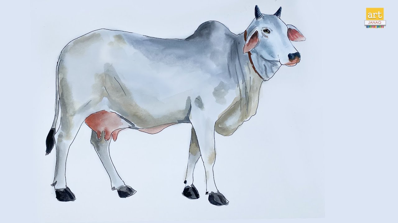 Как нарисовать корову || Картина «Белая корова» || #artjanag