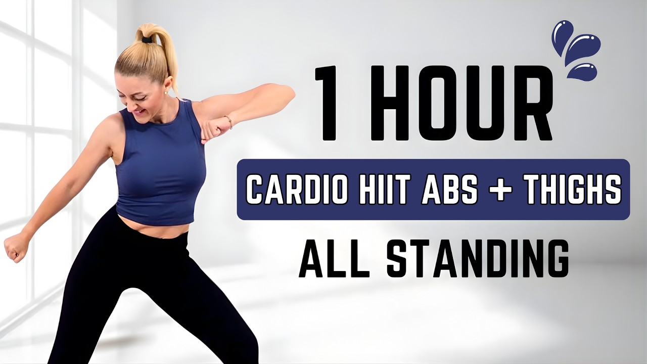 🔥1 HOUR CARDIO HIIT ABS +THIGHS🔥Full Body Workout🔥All Standing🔥No Equipment🔥No Repeats🔥#losefatfast