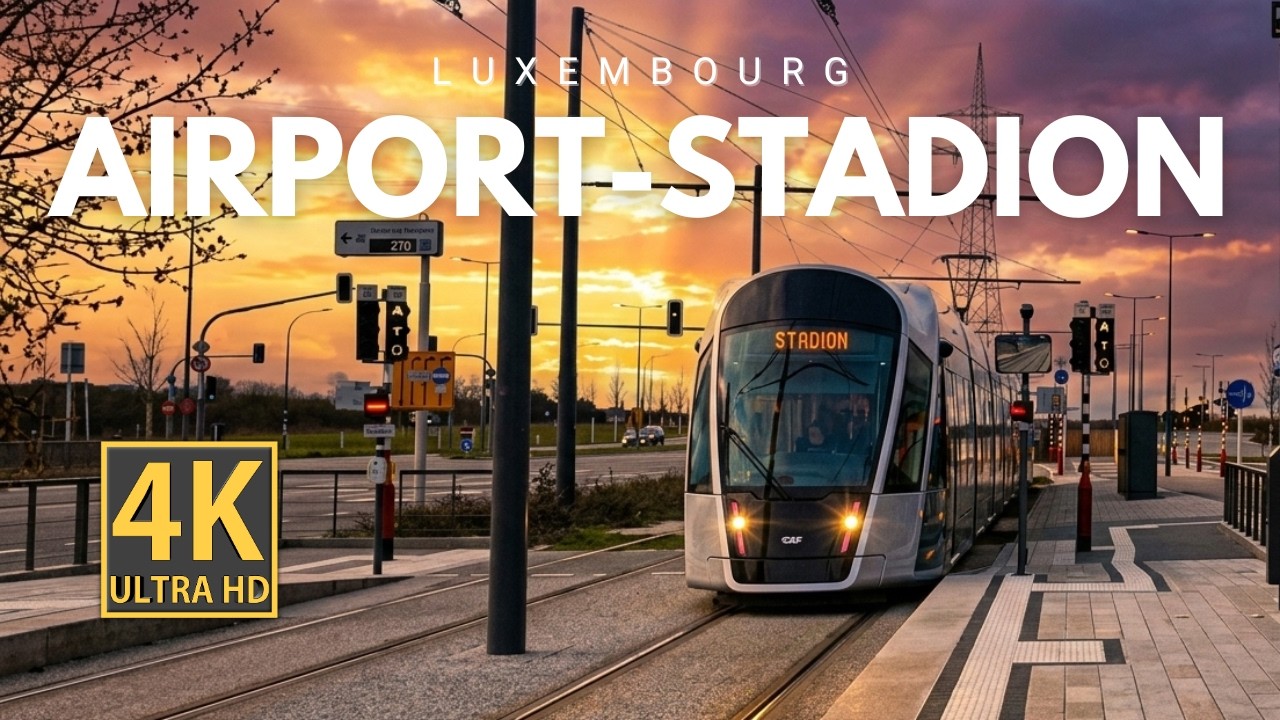 🇱🇺 Luxembourg 4K Silent Walk | Airport-Stadion (Tram Line Luxembourg City from Findel)