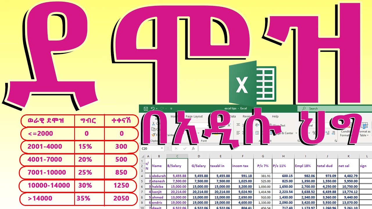 How to Prepare Payroll  ደሞዝ አሰራር በአዲሱ የገቢ ግብር አዋጅ መሰረት