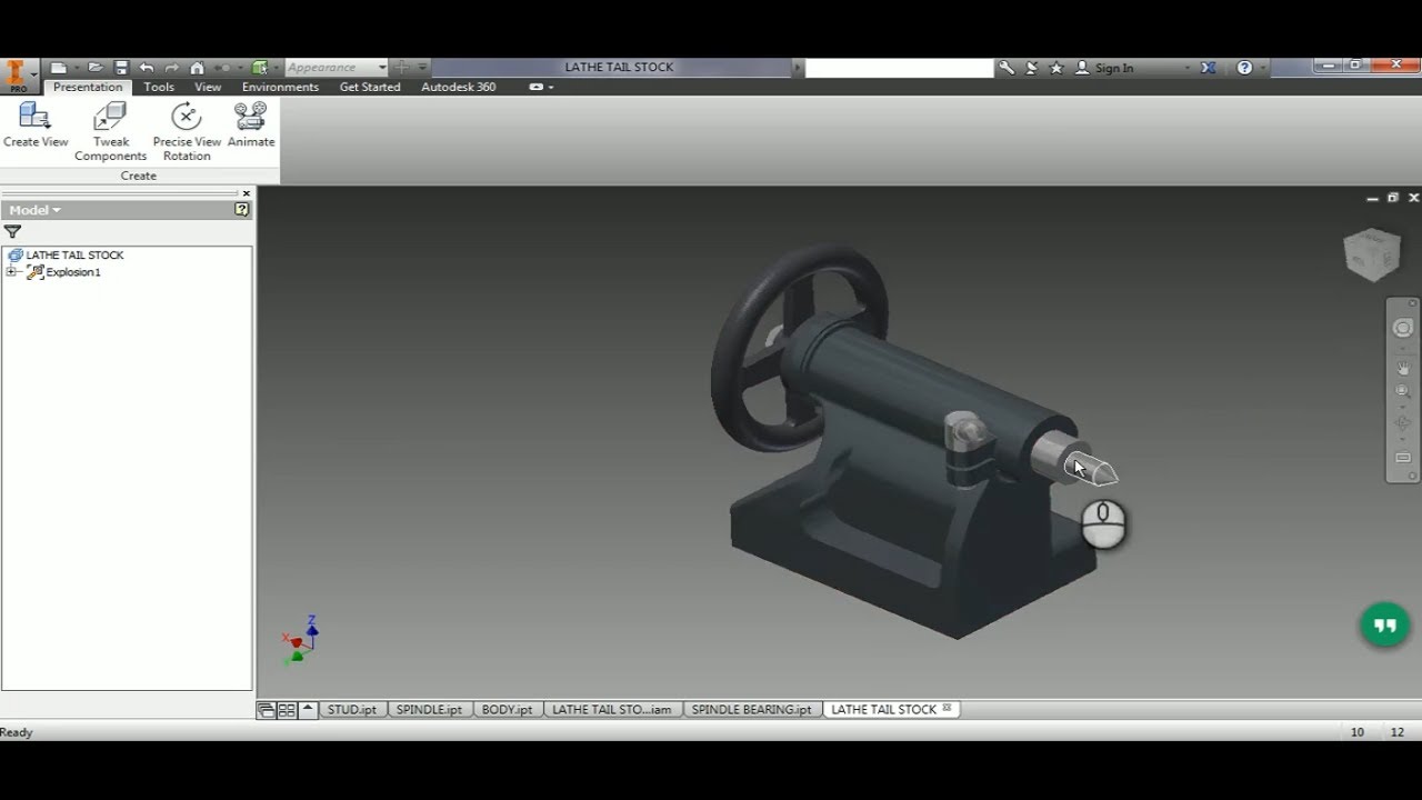 LATHE TAILSTOCK Tutorial Inventor - Vẽ ụ động máy tiện trên Inventor
