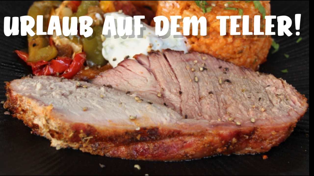 Balkan BBQ Spezialit&auml;t 🤩 Schweinenacken mit Tomatenreis & Grillgem&uuml;se