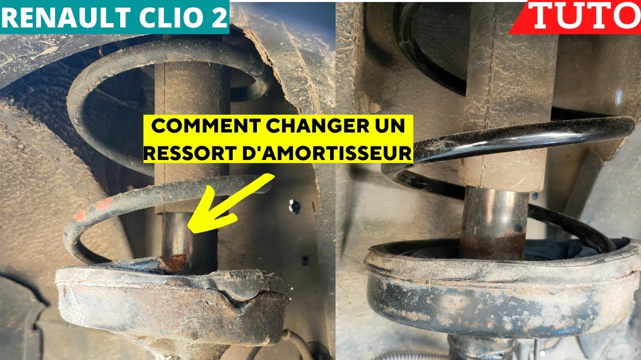 TUTO : RENAULT CLIO 2 COMMENT CHANGER UN RESSORT D'AMORTISSEUR + TETE D'AMORTISSEUR CONSEILS/ASTUCES