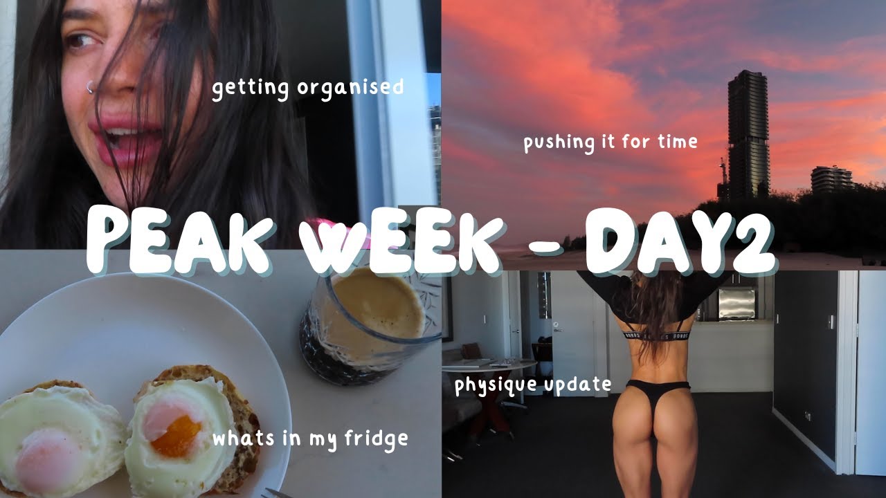 PEAK WEEK DAY 2 - WBFF bikini comp - physique update, what's in my fridge, comp organisation