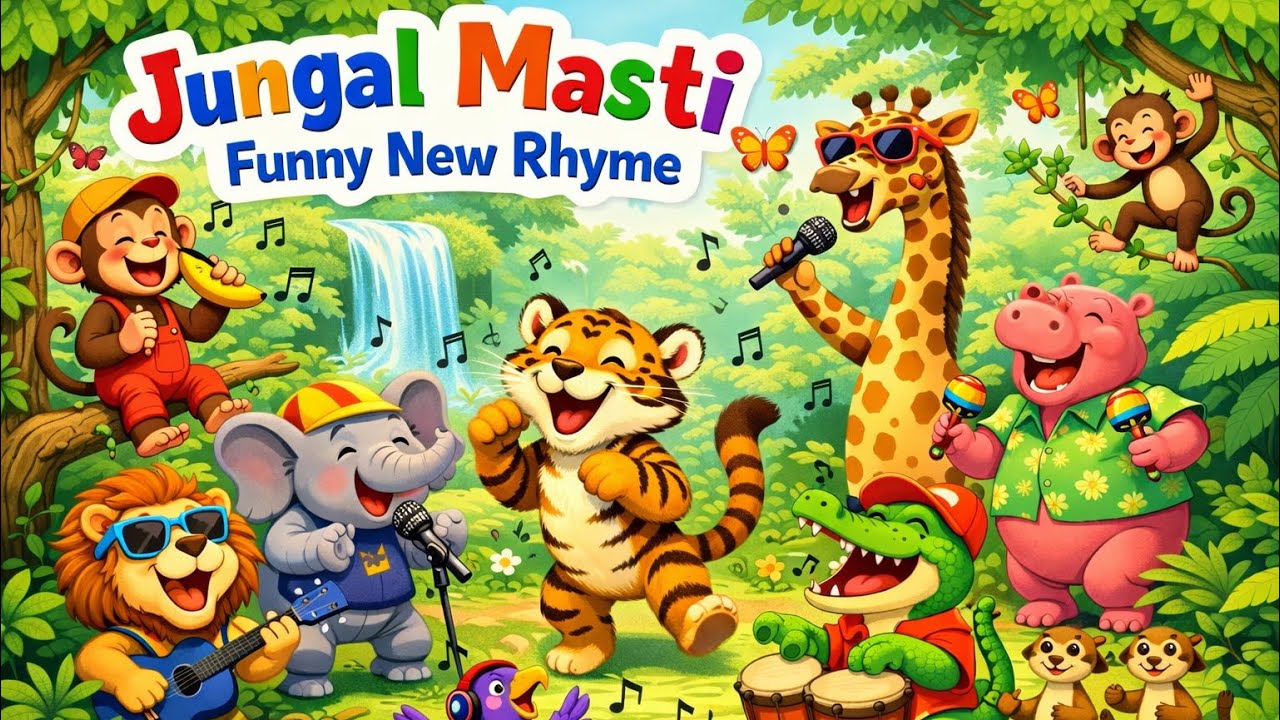 Jungal Masti 🐘🦁 | Funny New Rhyme 😂 | Jungle Animals Song for Kids | Hindi Rhymes